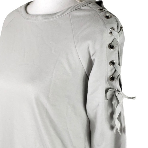 No Comment size L light grey long sleeve shift sweatshirt dress w ties on arms - Picture 5 of 13